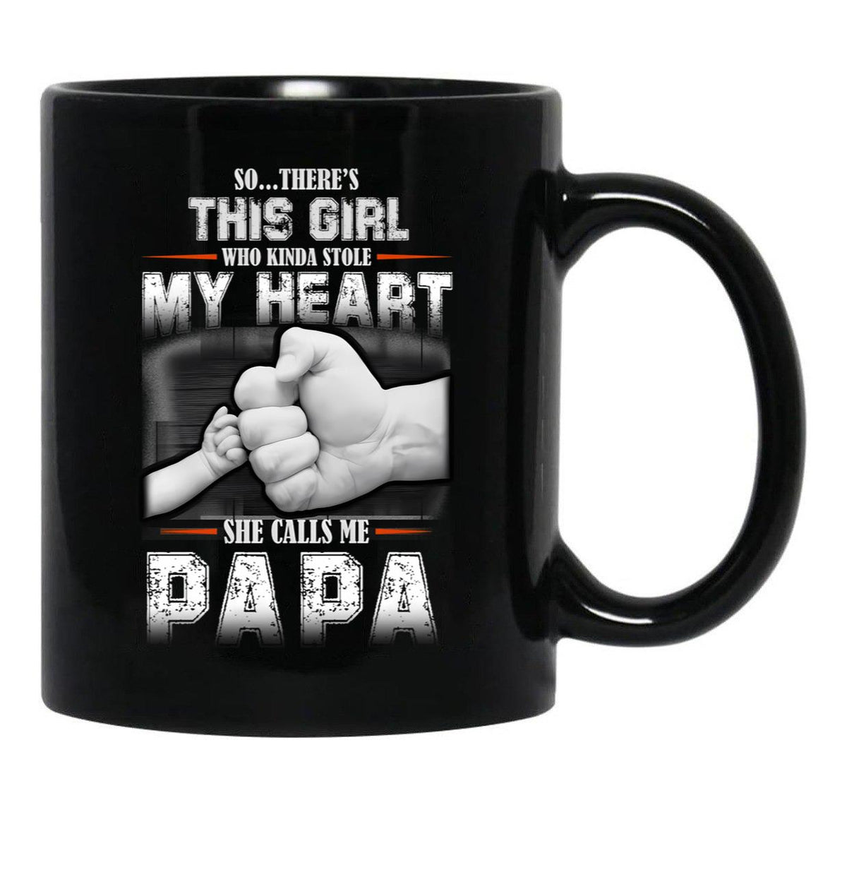 This Girl Who Stole My Heart She Calls Me Papa Black Gift Coffee Mug - Black