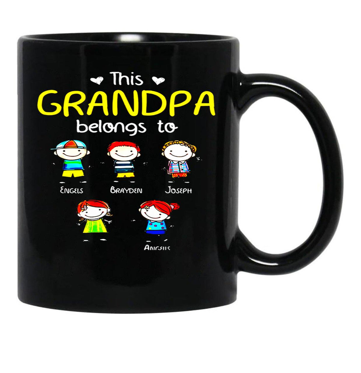 This Grandpa Belongs To Cute Family Black Gift Coffee Mug - Black