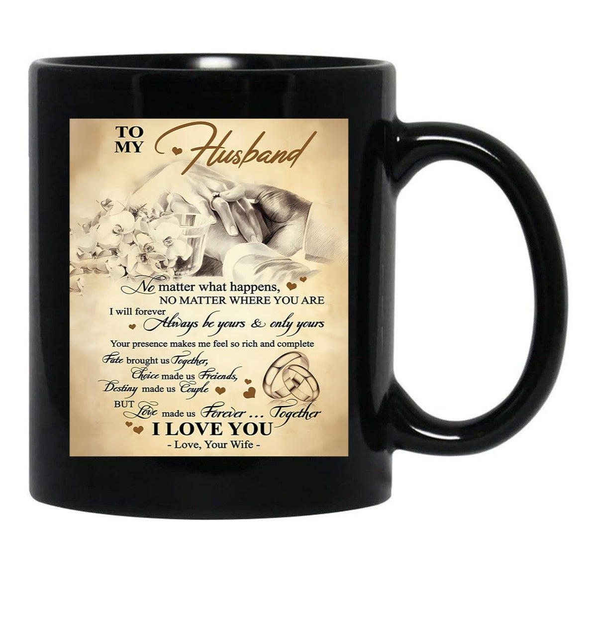 To My Husband No Matter What Happens Black Gift Coffee Mug - Black
