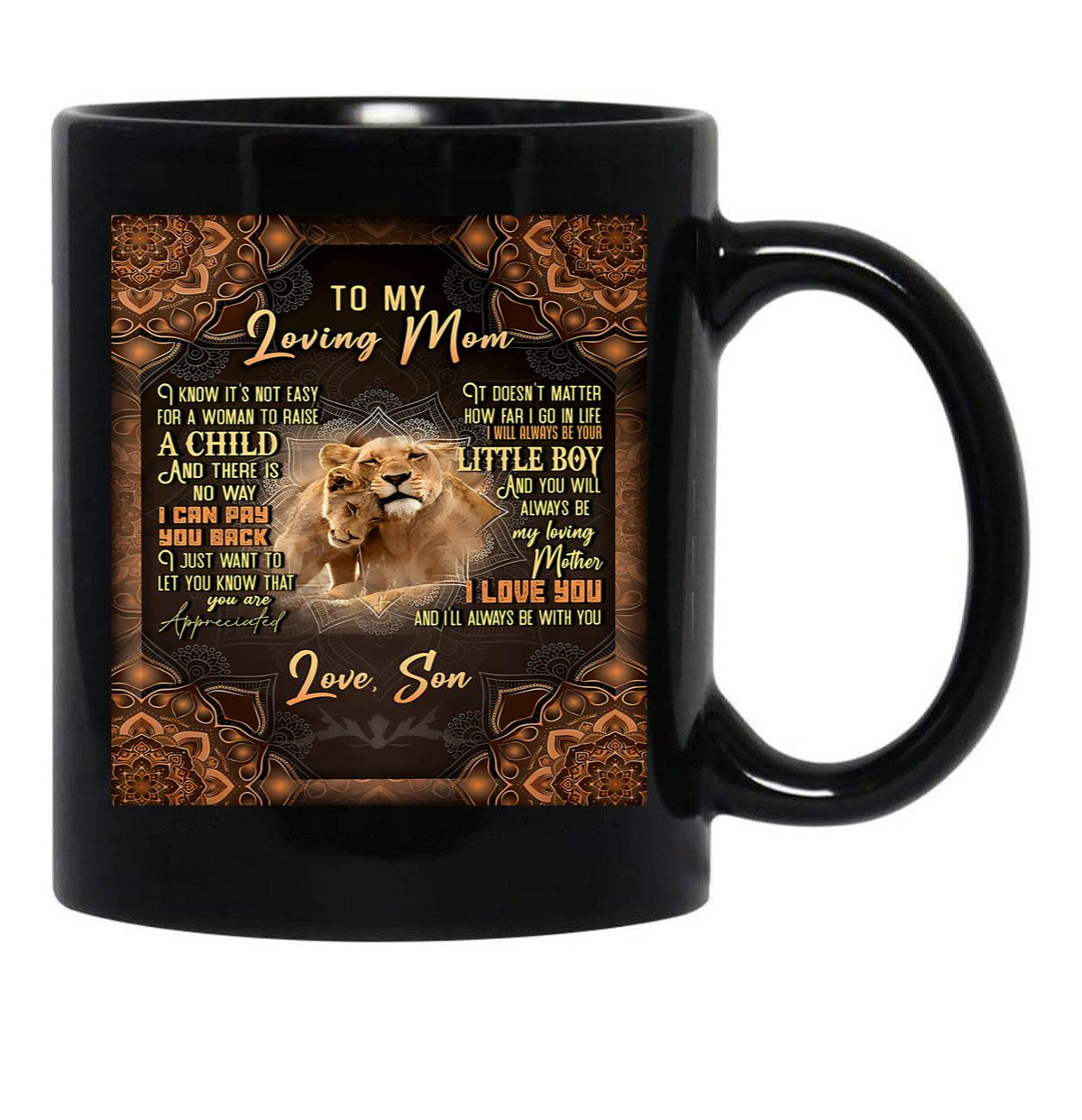 To My Loving Mom Black Gift Coffee Mug - Black