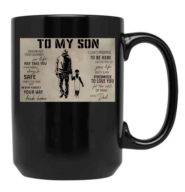 To My Son Wherever Your Journey In Life - Dad And Son Wrestling Poster Gift Black Gift Coffee Mug - Black