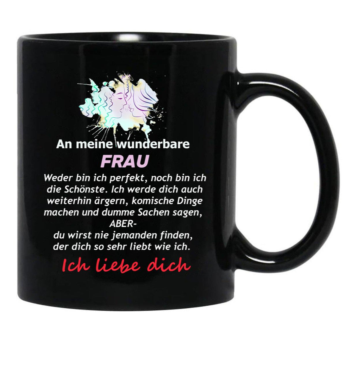 To My Wonderful Wife - Mrs. Text Black Gift Coffee Mug - Black