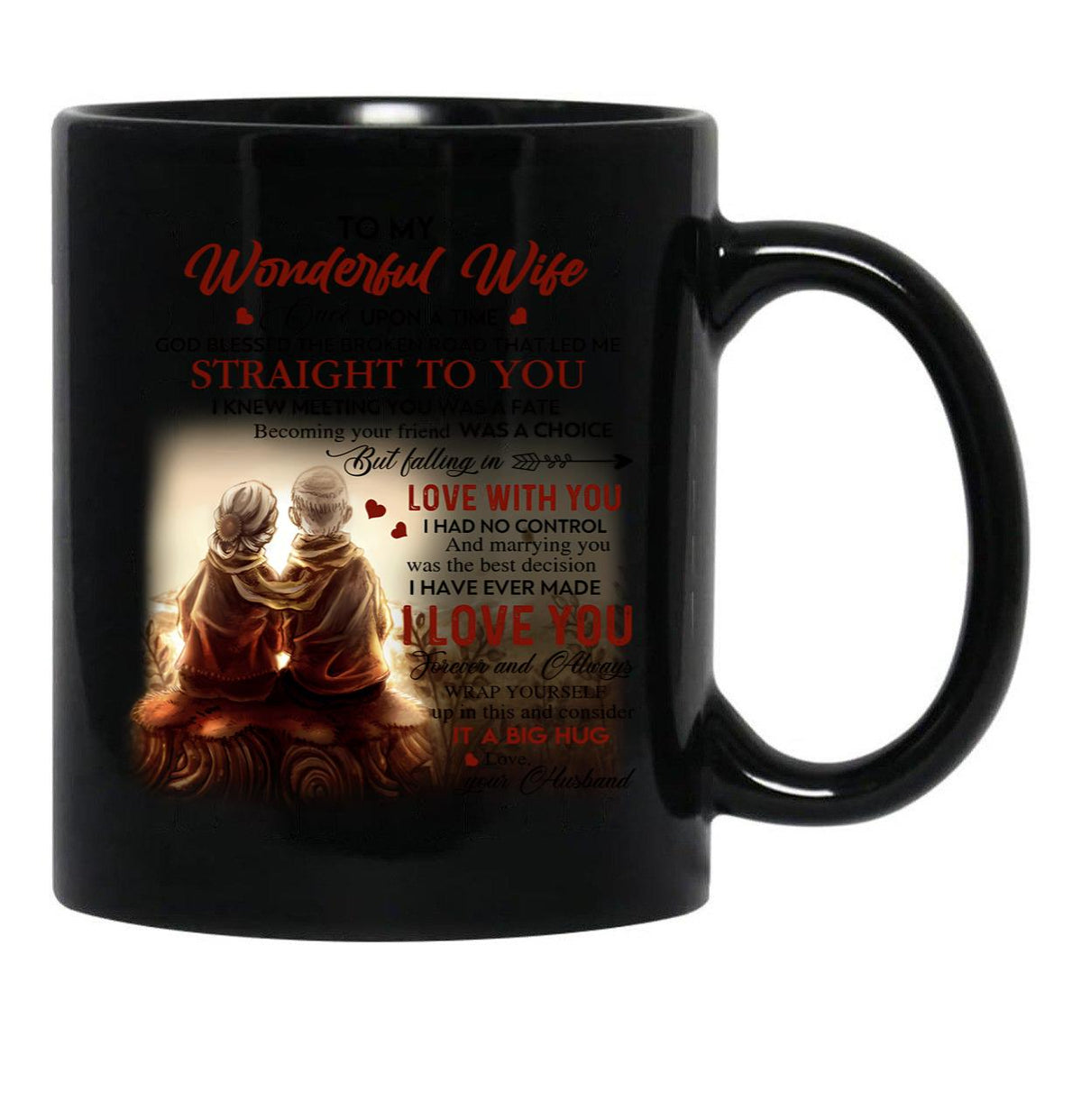 To My Wonderful Wife Black Gift Coffee Mug - Black