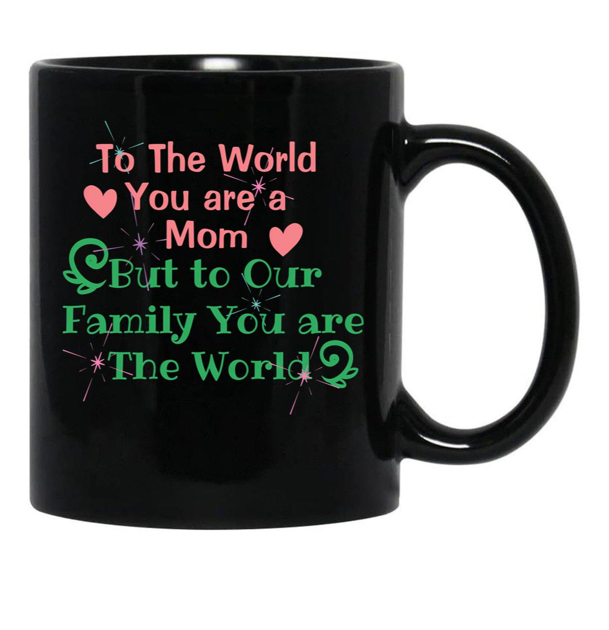 To The World You Are A Mom But To Our Family You Are The World Black Gift Coffee Mug - Black