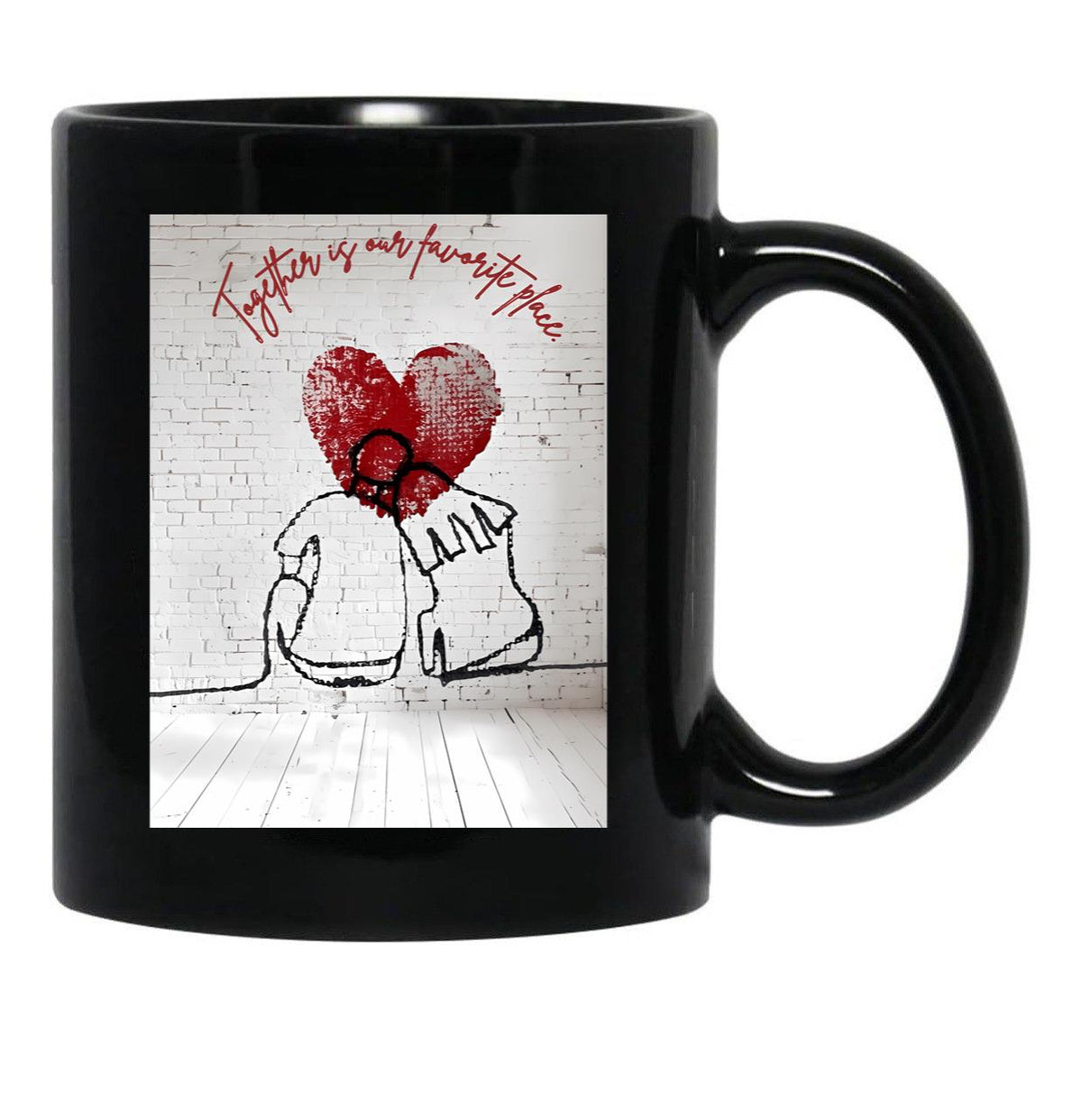 Together Is Our Favorite Place Black Gift Coffee Mug - Black