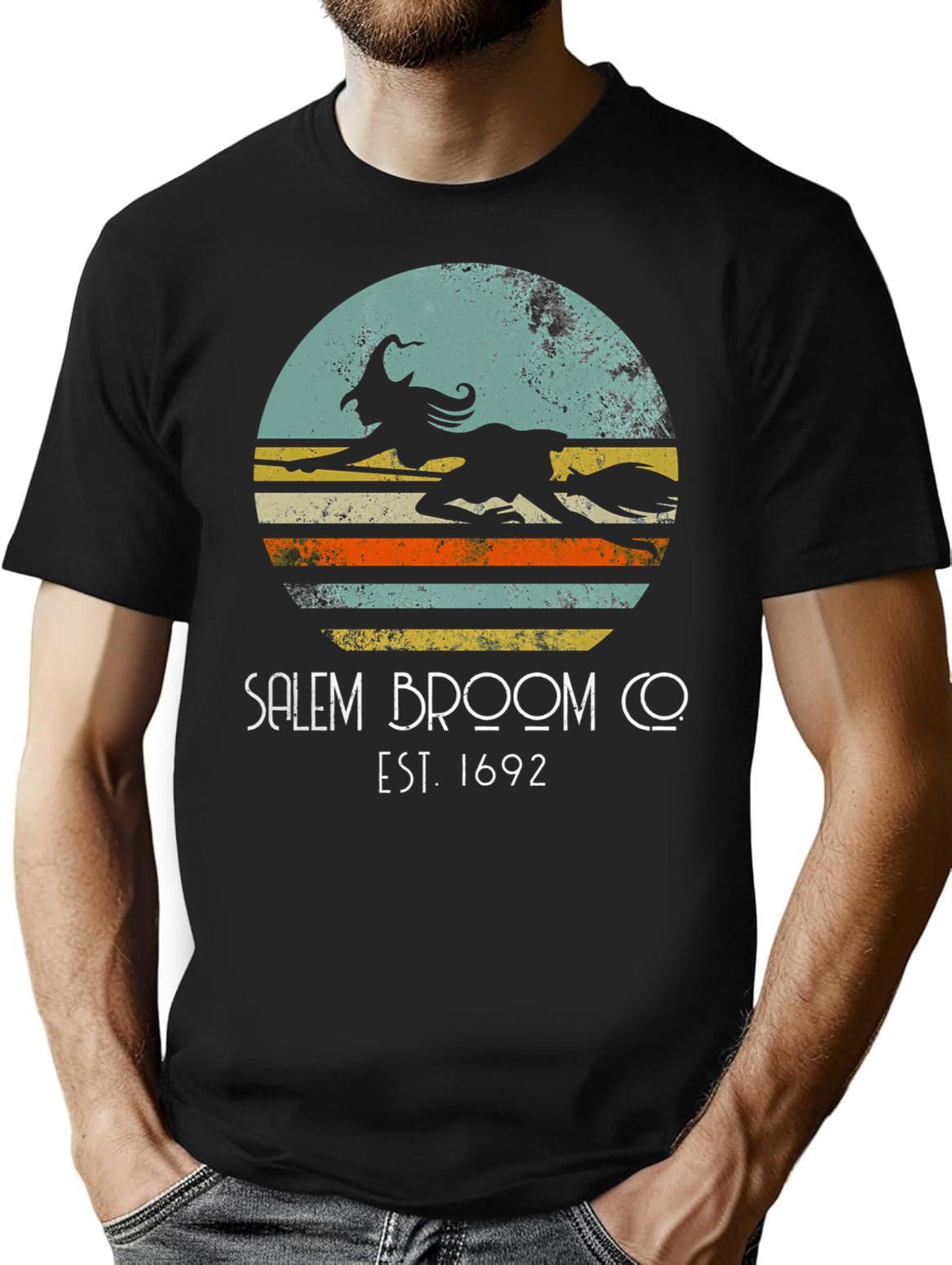 Witch Salem Broom Co. Est 1692 Witches Vintage Halloween T-Shirt - Black