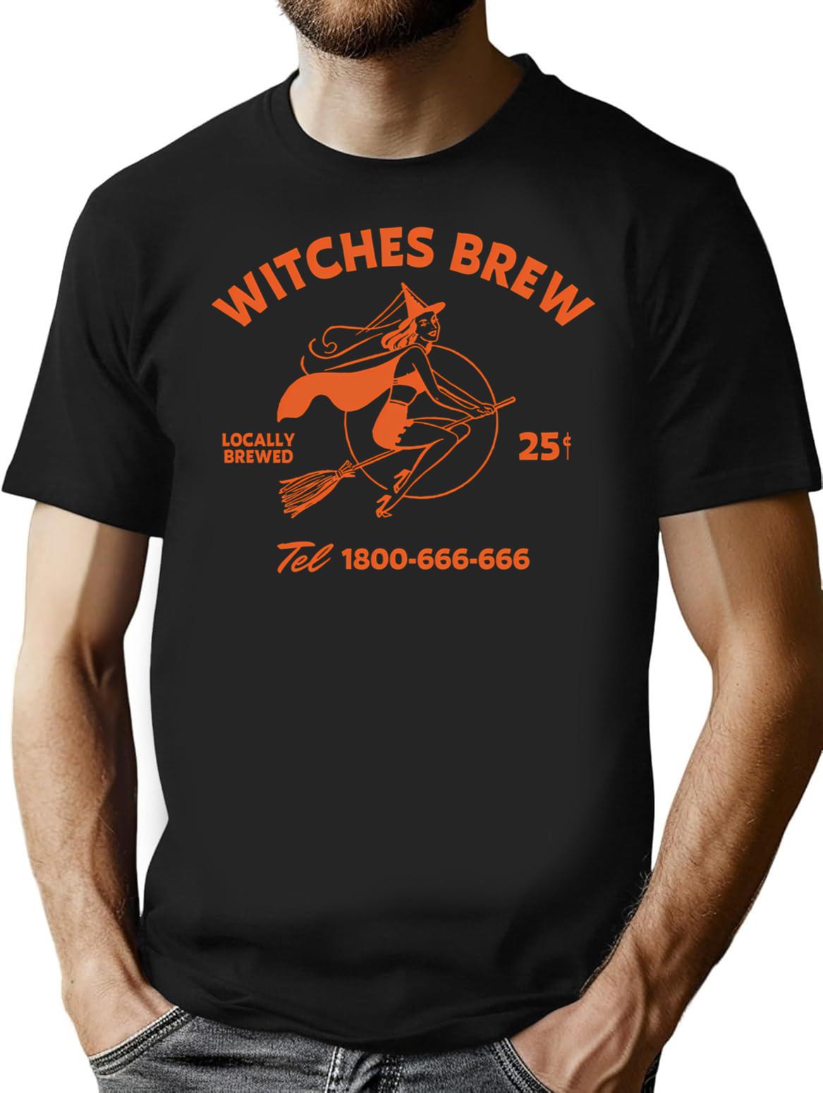 Witches Brew T-Shirt - Retro Graphic Tee for Men & Women - Black