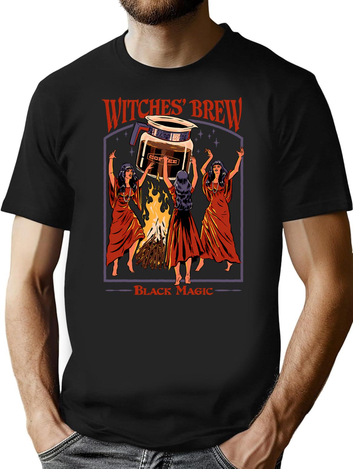Witches' Brew T-Shirt - Retro Graphic Tee for Men & Women - Black