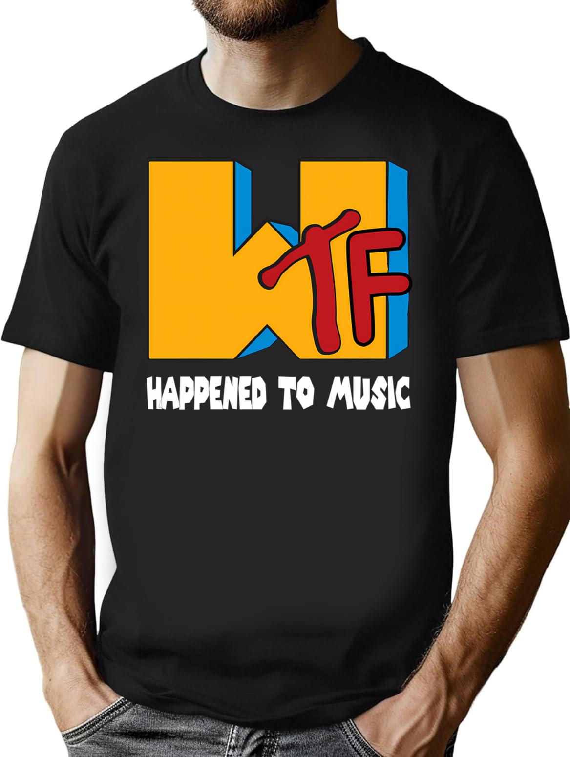 Wtf Happened To Music T-Shirt - Retro Graphic Tee for Men & Women - Black