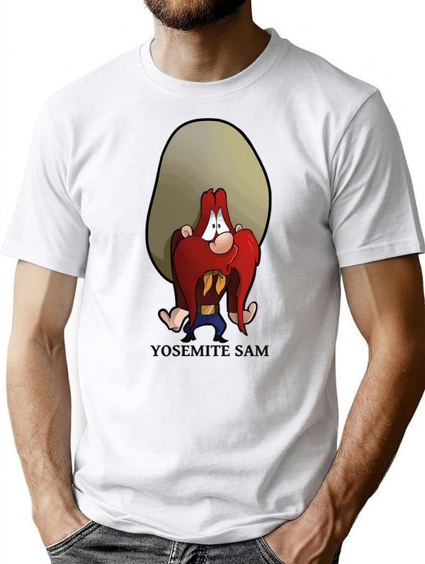 Yosemite Sam Logo T-Shirt - Retro Graphic Tee for Men & Women - White