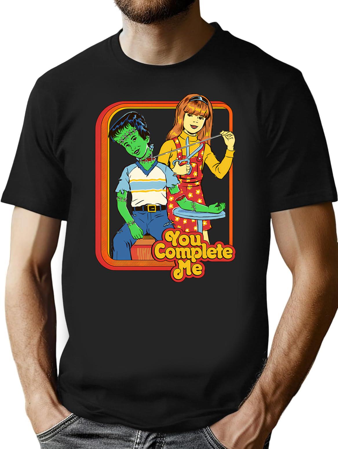 You Complete Me T-Shirt - Retro Graphic Tee for Men & Women - Black