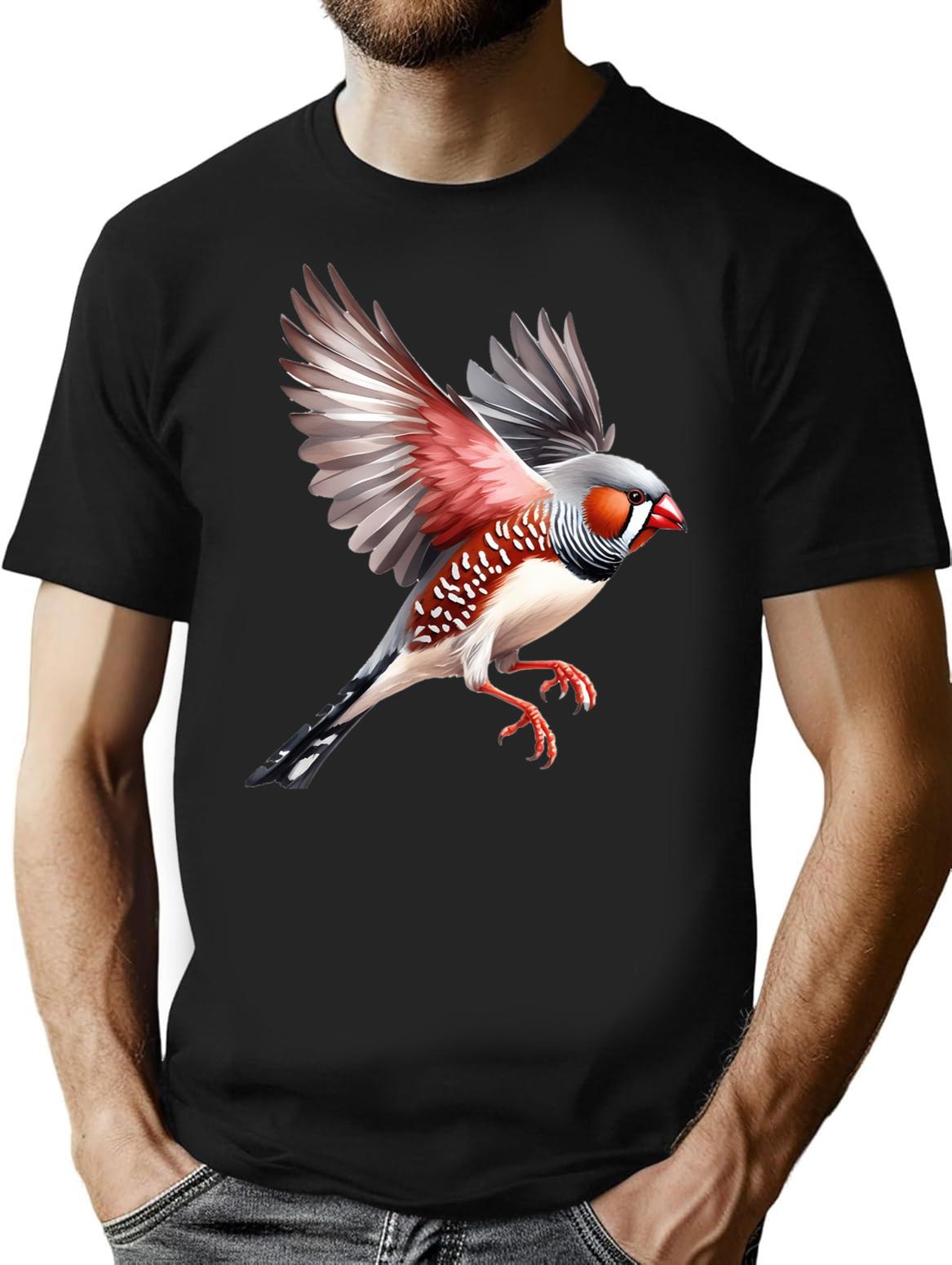 Zebra Finch T-Shirt - Retro Graphic Tee for Men & Women - Black