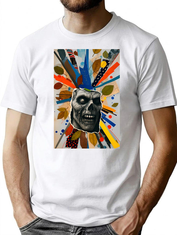 Zombie Collage - Undead Collage T-Shirt - Retro Graphic Tee for Men & Women - White