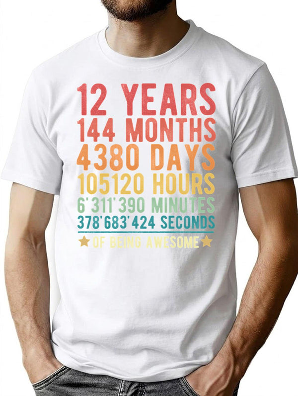 12 Years Of Being Awesome Vintage 12th Birthday Funny Gift T-Shirt - White