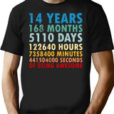 14 Years Of Being Awesome Gifts 14 Years Old 14 Birthday Retro Anniversary T-Shirt - Black