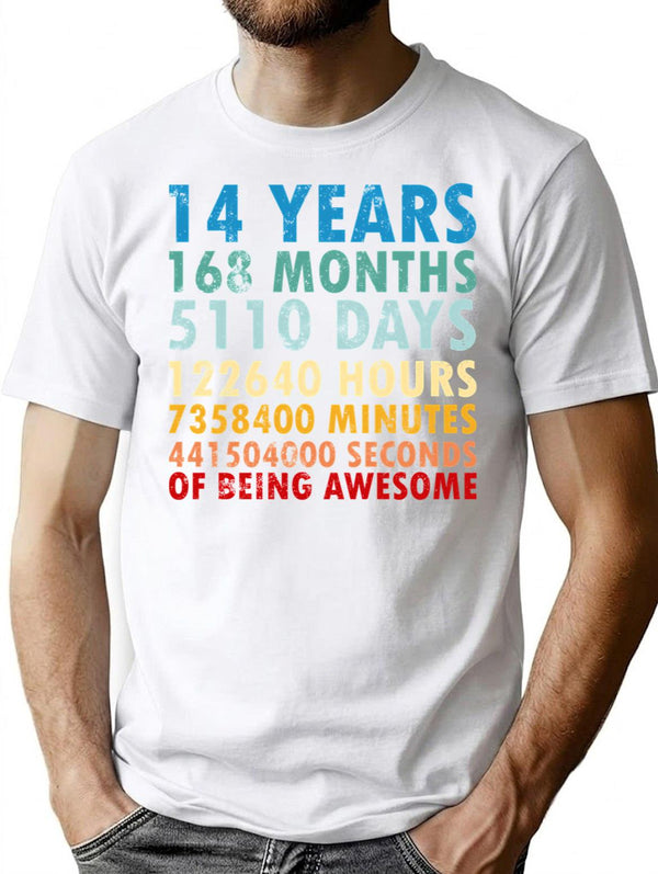 14 Years Of Being Awesome Gifts 14 Years Old 14 Birthday Retro Anniversary T-Shirt - White