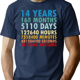 14 Years Of Being Awesome Gifts 14 Years Old 14 Birthday Retro Anniversary T-Shirt - Navy