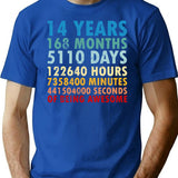 14 Years Of Being Awesome Gifts 14 Years Old 14 Birthday Retro Anniversary T-Shirt - Blue