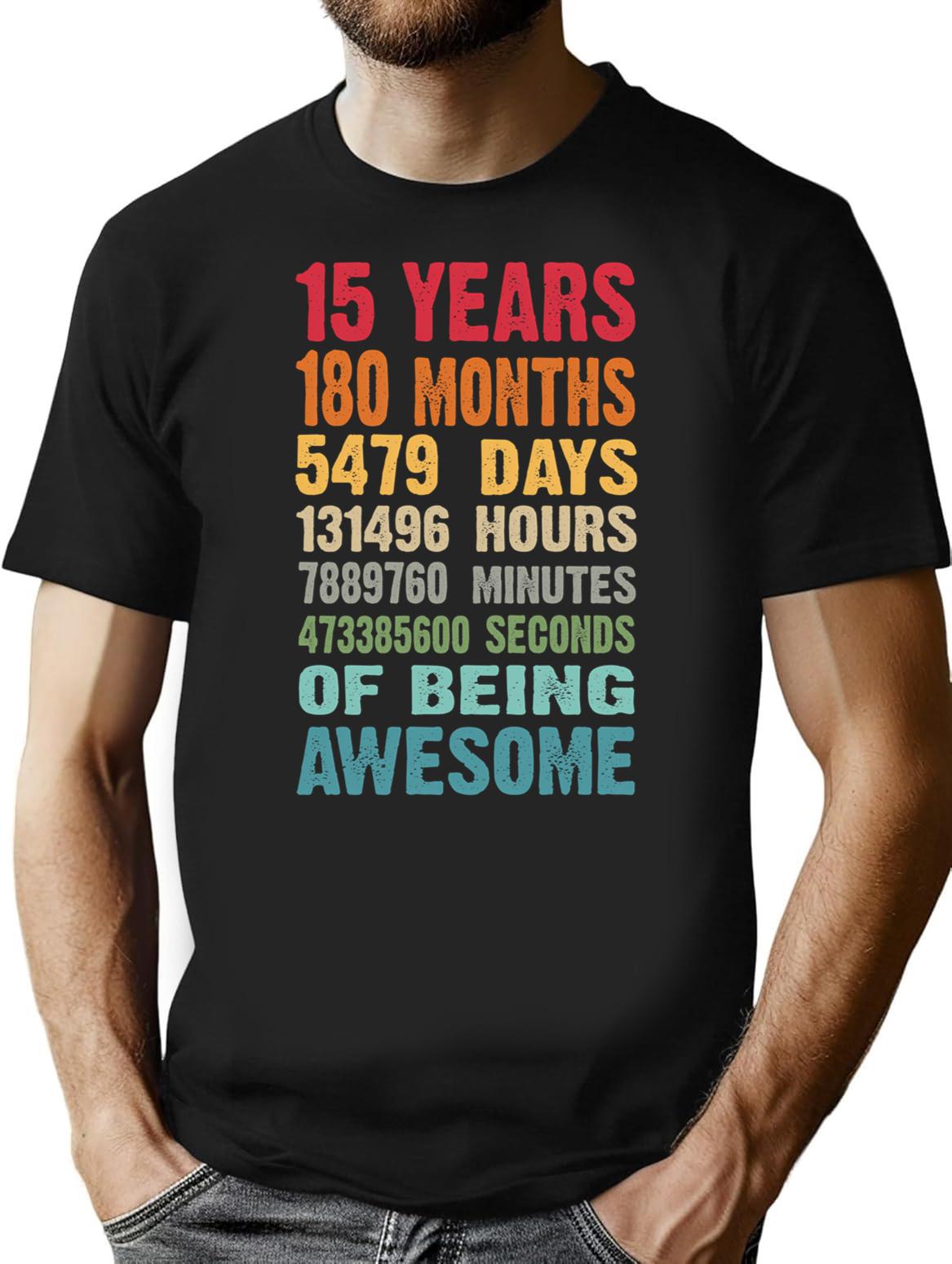 15 Years 180 Months Being Awesome 15th Birthday Teen Gifts - Black