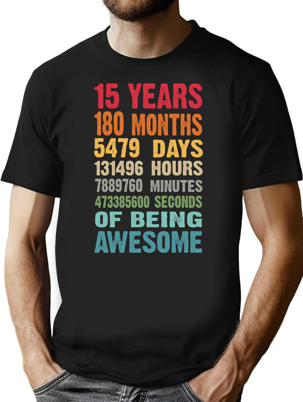 15 Years 180 Months Being Awesome 15th Birthday Teen Gifts - Black