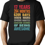 17 Years 204 Months Being Awesome 17th Birthday Teen Gifts - Black