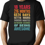 18 Years 216 Months Being Awesome 18th Birthday Teen Gifts - Black