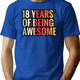 18 Years Of Being Awesome - 18th Birthday Gift Ideas T-Shirt - Blue