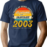 18th Birthday 18 Years Born In 2003 January T-Shirt - Navy
