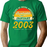18th Birthday 18 Years Born In 2003 January T-Shirt - Green