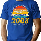 18th Birthday 18 Years Born In 2003 January T-Shirt - Blue