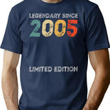 18th Birthday Legendary Since 2005 Vintage T-Shirt - Navy