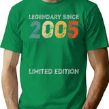 18th Birthday Legendary Since 2005 Vintage T-Shirt - Green