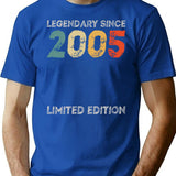 18th Birthday Legendary Since 2005 Vintage T-Shirt - Blue