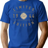 1944 Limited Edition 80th Birthday T-Shirt - Funny Birthday Gift Tee - Blue