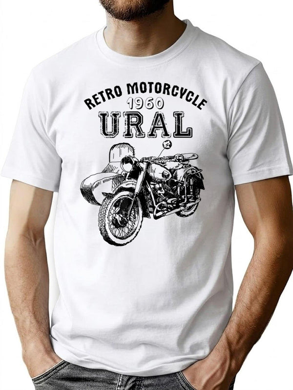1960 Ural Motorcycle T-Shirt - Retro Graphic Tee for Men & Women - White