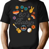 1960s Vintage Sixties Costume Party 60s Hippie Theme Party T-Shirt - Black