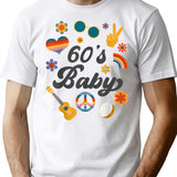 1960s Vintage Sixties Costume Party 60s Hippie Theme Party T-Shirt - White