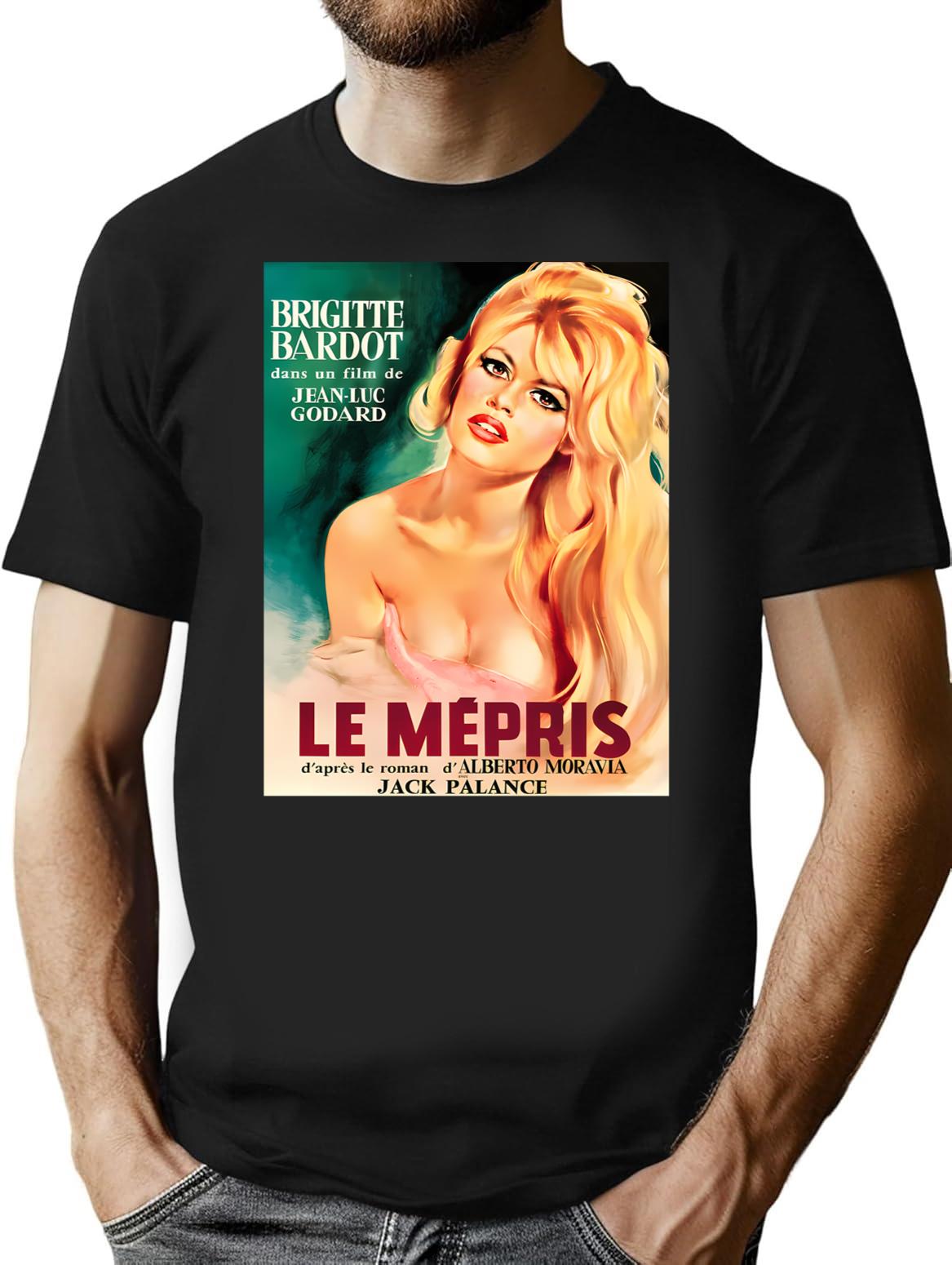 1963 Le Mepris Contempt Vintage Drama Movie T-Shirt - Black