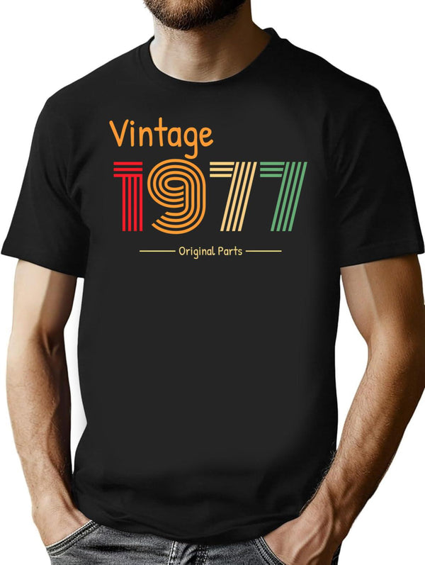 1977 Birthday Funny T-Shirt - Funny Birthday Gift Tee - Black