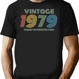 1979 Birthday Vintage Aged Perfection Funny Retro Gift T-Shirt - Black