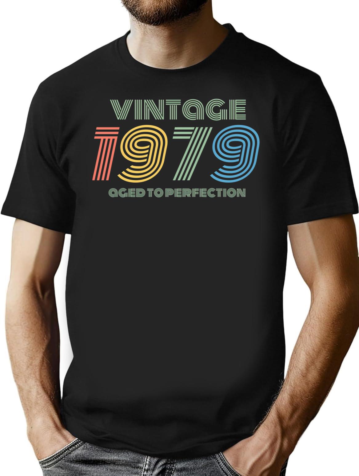 1979 Birthday Vintage Aged Perfection Funny Retro Gift T-Shirt - Black