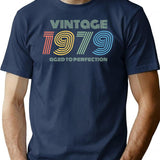 1979 Birthday Vintage Aged Perfection Funny Retro Gift T-Shirt - Navy