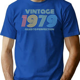 1979 Birthday Vintage Aged Perfection Funny Retro Gift T-Shirt - Blue