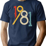 1981 Vintage 40th Birthday T-Shirt - Funny Birthday Gift Tee - Navy