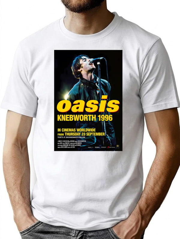 1996 Knebworth In Cinemas Worldwide T-Shirt - Retro Graphic Tee for Men & Women - White