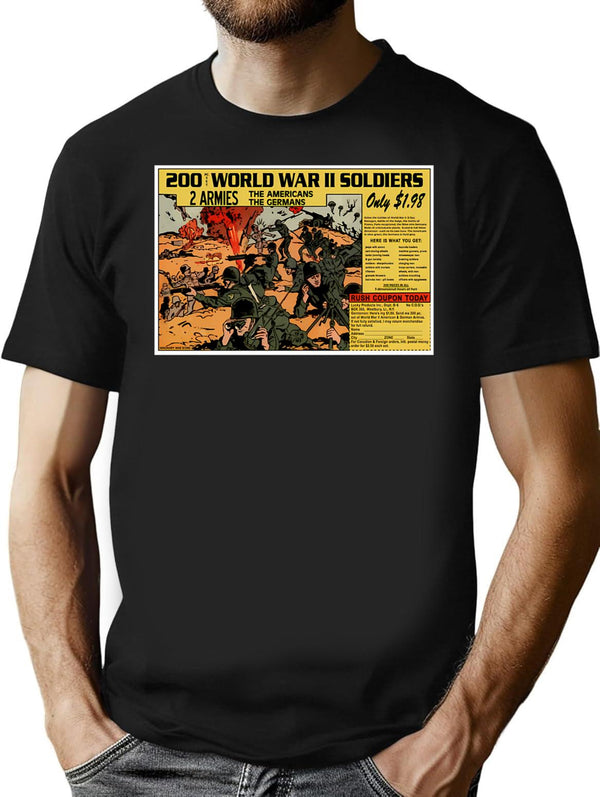 200 Ww2 Soldiers Comic Book Ad T-Shirt - Black