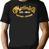 2021 Martin Guitars Essential T-Shirt - Retro Graphic Tee for Men & Women - Black
