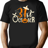31st October Halloween T-Shirt - Retro Graphic Tee for Men & Women - Black