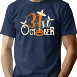 31st October Halloween T-Shirt - Retro Graphic Tee for Men & Women - Navy
