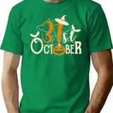 31st October Halloween T-Shirt - Retro Graphic Tee for Men & Women - Green